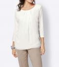 Jersey-Chiffon-Blusenshirt wollweiß