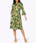 Jersey-Druckkleid mit 3/4-Ärmeln sand-apfel