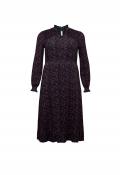 Jersey-Druckkleid mit Volant schwarz-pink Gr. 44
