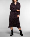 Jersey-Druckkleid mit Volant schwarz-pink Gr. 54