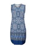 Jersey-Kleid blau-bunt Gr. 48