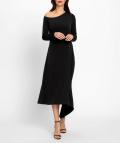Jersey-Kleid in asymmetrischem Schnitt schwarz