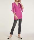 Jersey-Longshirt mit Strass himbeere