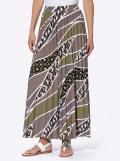 Jersey-Plisseerock khaki-dunkeltaupe