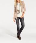Jerseyblazer in Veloursleder-Optik sand
