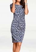 Jerseykleid marine-weiß