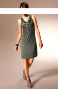 Jerseykleid mit Perlen grau-oliv