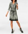 Jerseykleid oliv-gemustert
