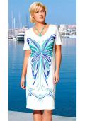 Jerseykleid weiß-blau