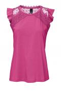 Jerseyshirt mit Häkelspitze pink