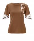 Jerseyshirt mit Volants toffee-ecru