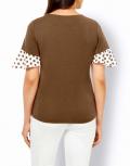 Jerseyshirt mit Volants toffee-ecru