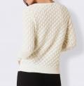 Kaschmir-Woll-Ajourpullover mit Zierkette ecru