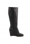 Keilabsatz-Rind-Nappaleder-Stiefel schwarz