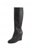 Keilabsatz-Rind-Nappaleder-Stiefel schwarz