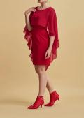 Kleid mit Chiffonüberwurf rot