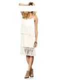 Kleid mit Fransen ecru