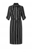 Kleid mit Gürtel schwarz-weiß-gestreift