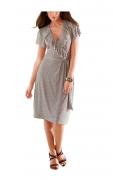 Kleid taupe-weiß