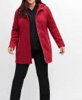 Strickfleece-Jacke mit Kapuze rot-meliert Gr. 40