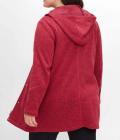 Strickfleece-Jacke mit Kapuze rot-meliert Gr. 40