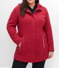 Strickfleece-Jacke mit Kapuze rot-meliert Gr. 40