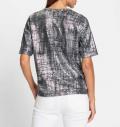 Kurzarmshirt mit Allover-Foliendruck in Metall-Optik steingr