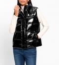 Lack-Optik-Steppweste schwarz