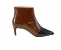 Lackleder-Stiefelette cognac-schwarz