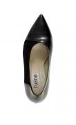 Lackleder-Veloursleder-Pumps schwarz