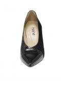 Lackleder-Veloursleder-Pumps schwarz