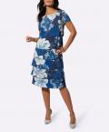 Lagen-Look-Druckkleid marine-ecru