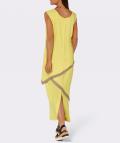 Lagenlook-Kleid mit Kontraststreifen am Saum zitrone