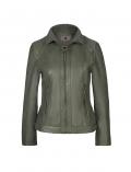 Lamm-Nappaleder-Jacke mit Zier-Nieten khaki