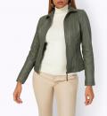 Lamm-Nappaleder-Jacke mit Zier-Nieten khaki