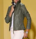 Lamm-Nappaleder-Jacke mit Zier-Nieten khaki