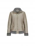 Lammnappa-Lederjacke mit Pelzimitat-Besatz beige