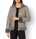 Lammnappa-Lederjacke mit Pelzimitat-Besatz beige