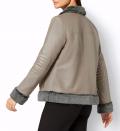 Lammnappa-Lederjacke mit Pelzimitat-Besatz beige