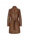 Lammnappa-Ledermantel in Trenchcoat-Optik cognac