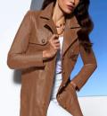 Lammnappa-Ledermantel in Trenchcoat-Optik cognac
