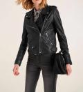 Lammnappaleder-Bikerjacke schwarz