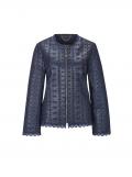 Lammnappaleder-Blazer mitLochstickerei marine