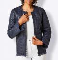 Lammnappaleder-Blazer mitLochstickerei marine