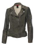 Lammnappaleder-Canvas-Patchjacke oliv