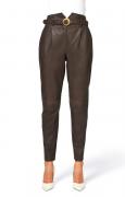 Lammnappalederhose mit Gürtel schoko
