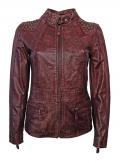 Lammnappalederjacke mit Nieten bordeaux