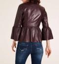 Lammnappalederjacke mit Volants bordeaux