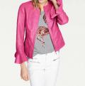 Lammnappalederjacke mit Volants pink