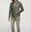 Lammnappalederjacke mit Weste khaki-grau